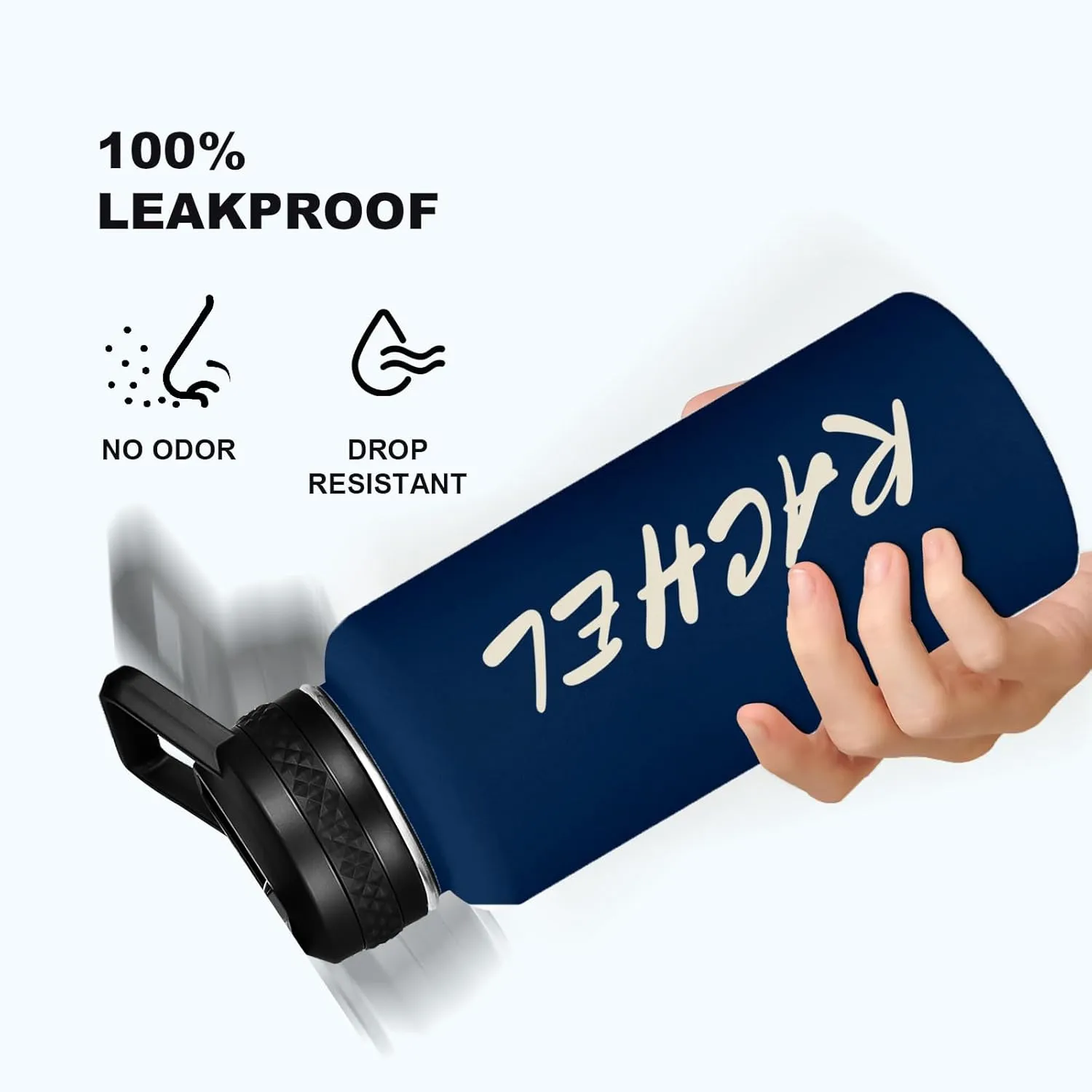 Personalized Custom Water Bottle with Text Photo Print in USA 32oz Double Wall Stainless Steel Leakproof Wide Mouth Cup with Flip Straw