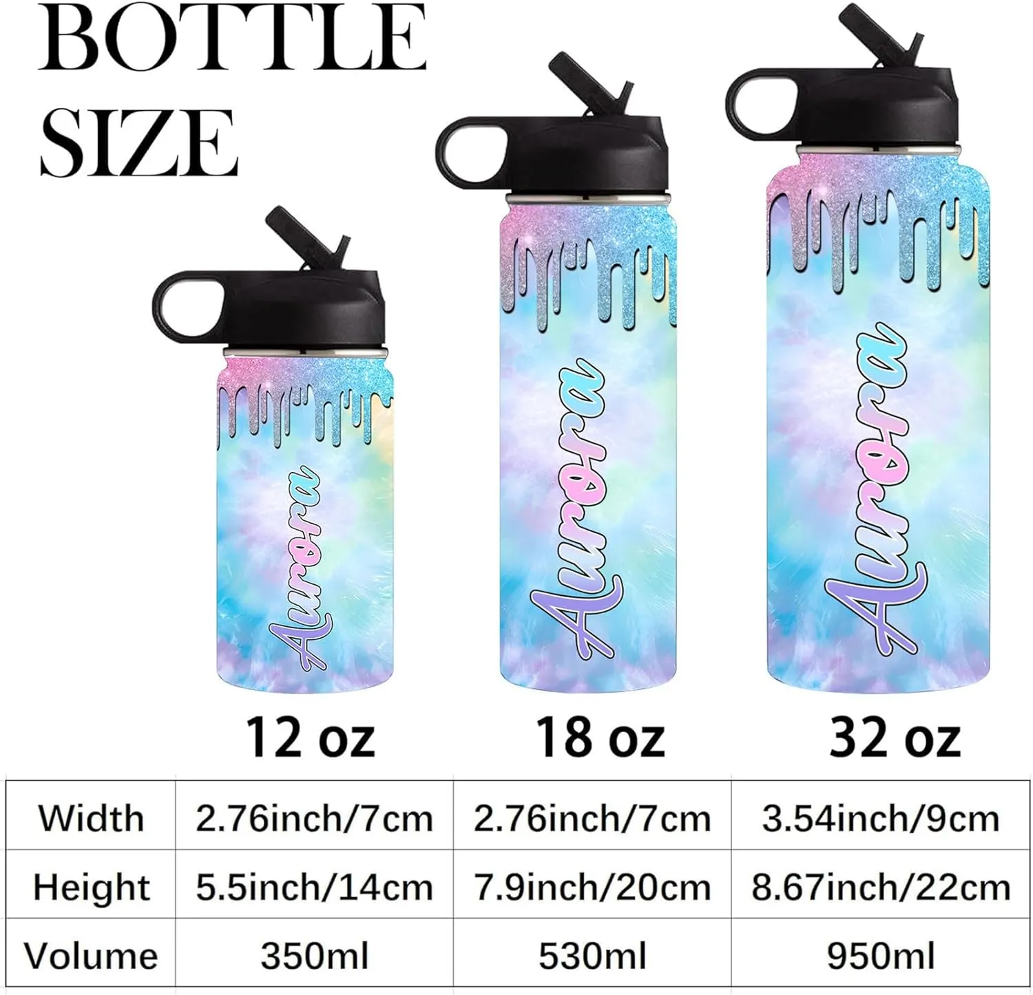 Personalized Water Bottles for Kids Custom Name Insulated Stainless Steel Cup with Straw Lid for Boy Girl Customized Sport Tumblers Back to School Gift 12oz/18oz/32oz(design06)
