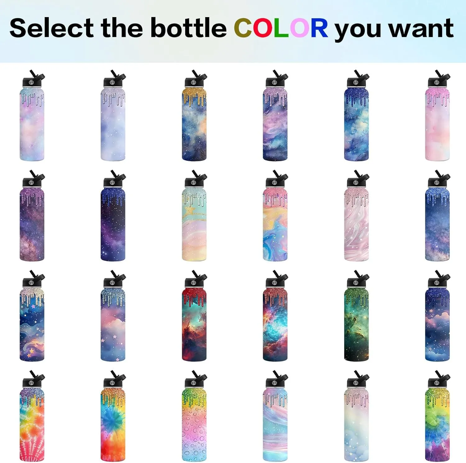 Personalized Water Bottles for Kids Custom Name Insulated Stainless Steel Cup with Straw Lid for Boy Girl Customized Sport Tumblers Back to School Gift 12oz/18oz/32oz(design06)