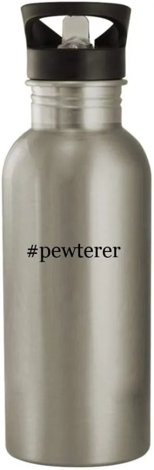 #pewterer - 20oz Stainless Steel Water Bottle, Silver