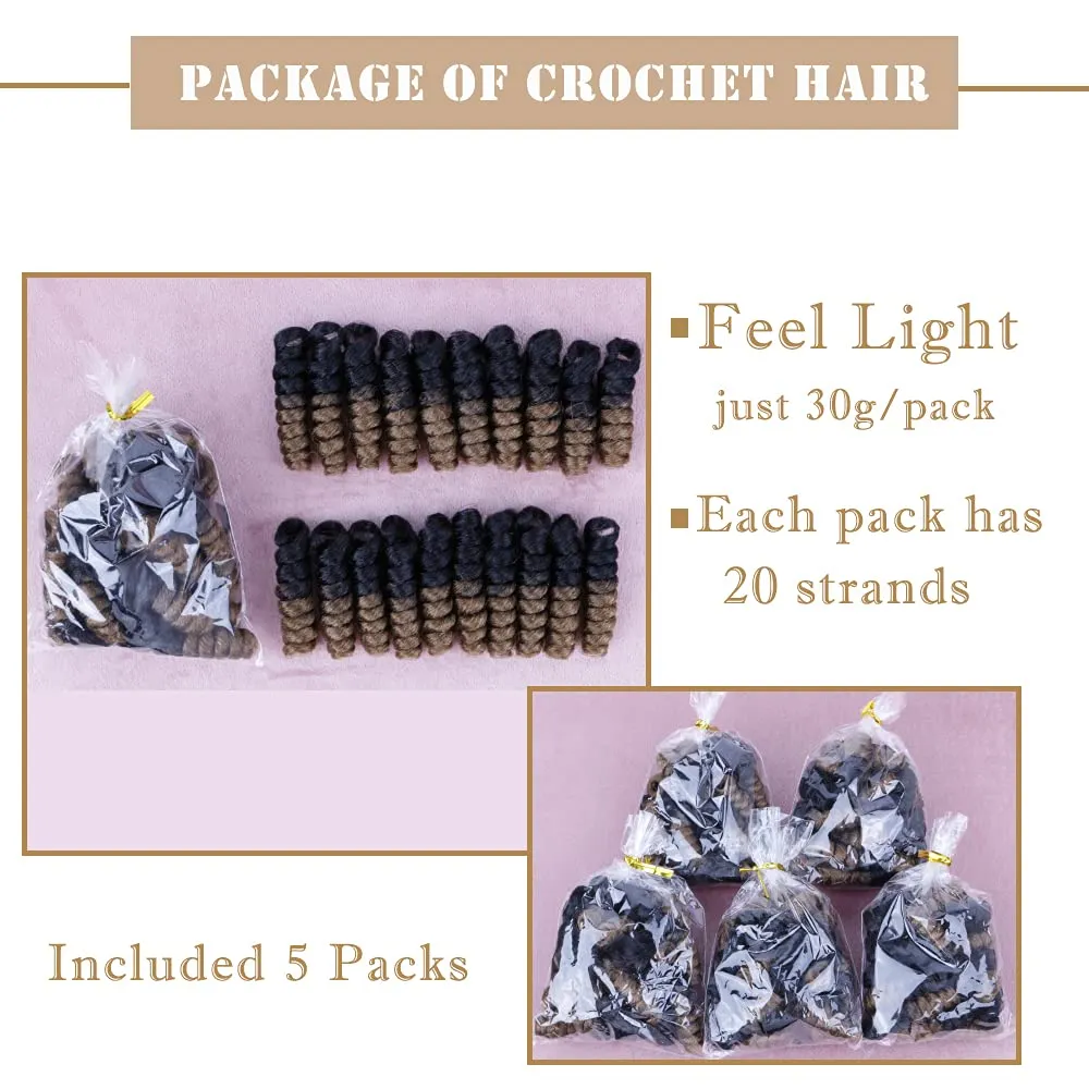 PHOCAS 5Packs 10'' Toin Curl Short Crochet Hair Curl Crochet Braids for Women Natural Black to Golden Blonde