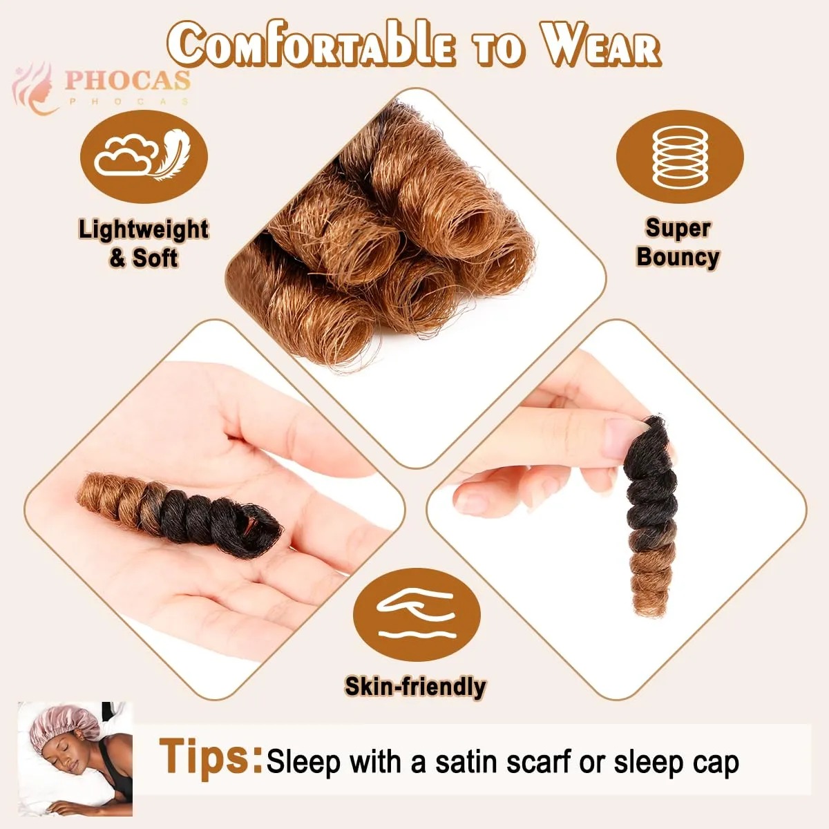 PHOCAS 5Packs 10'' Toin Curl Short Crochet Hair Curl Crochet Braids for Women Natural Black to Golden Blonde