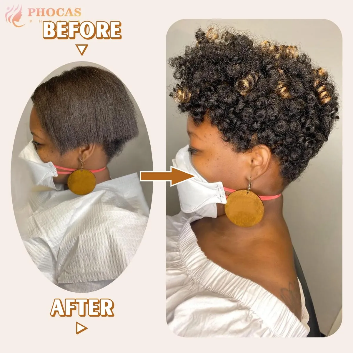 PHOCAS 5Packs 10'' Toin Curl Short Crochet Hair Curly Crochet Braids for Women Natural Black to Brown
