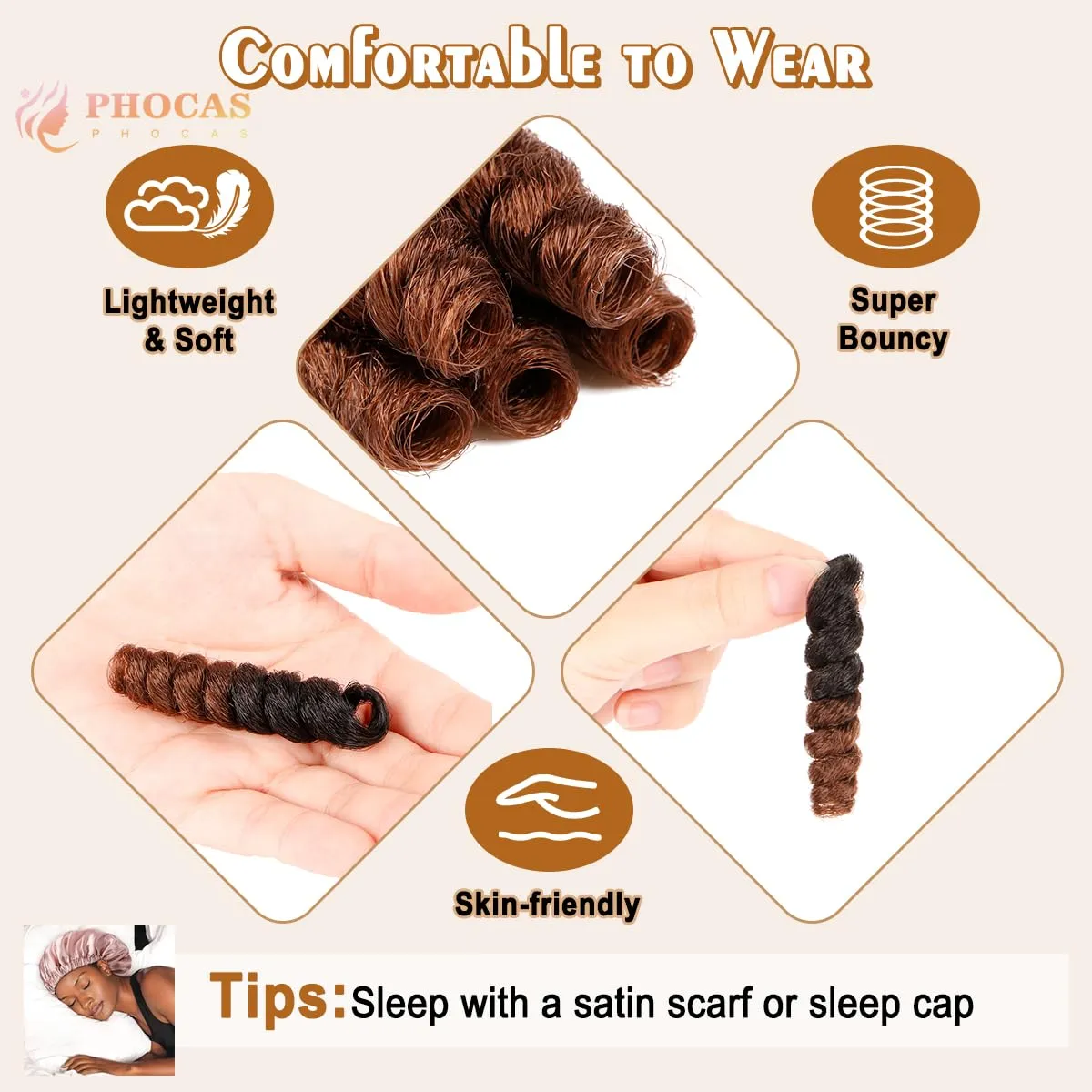 PHOCAS 5Packs 10'' Toin Curl Short Crochet Hair Curly Crochet Braids for Women Natural Black to Brown