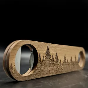 PINE FOREST Engraved Wood Bottle Opener | Inspired by Wilderness Adventures | Double Sided Engraving | Great Adventure Gift Idea!