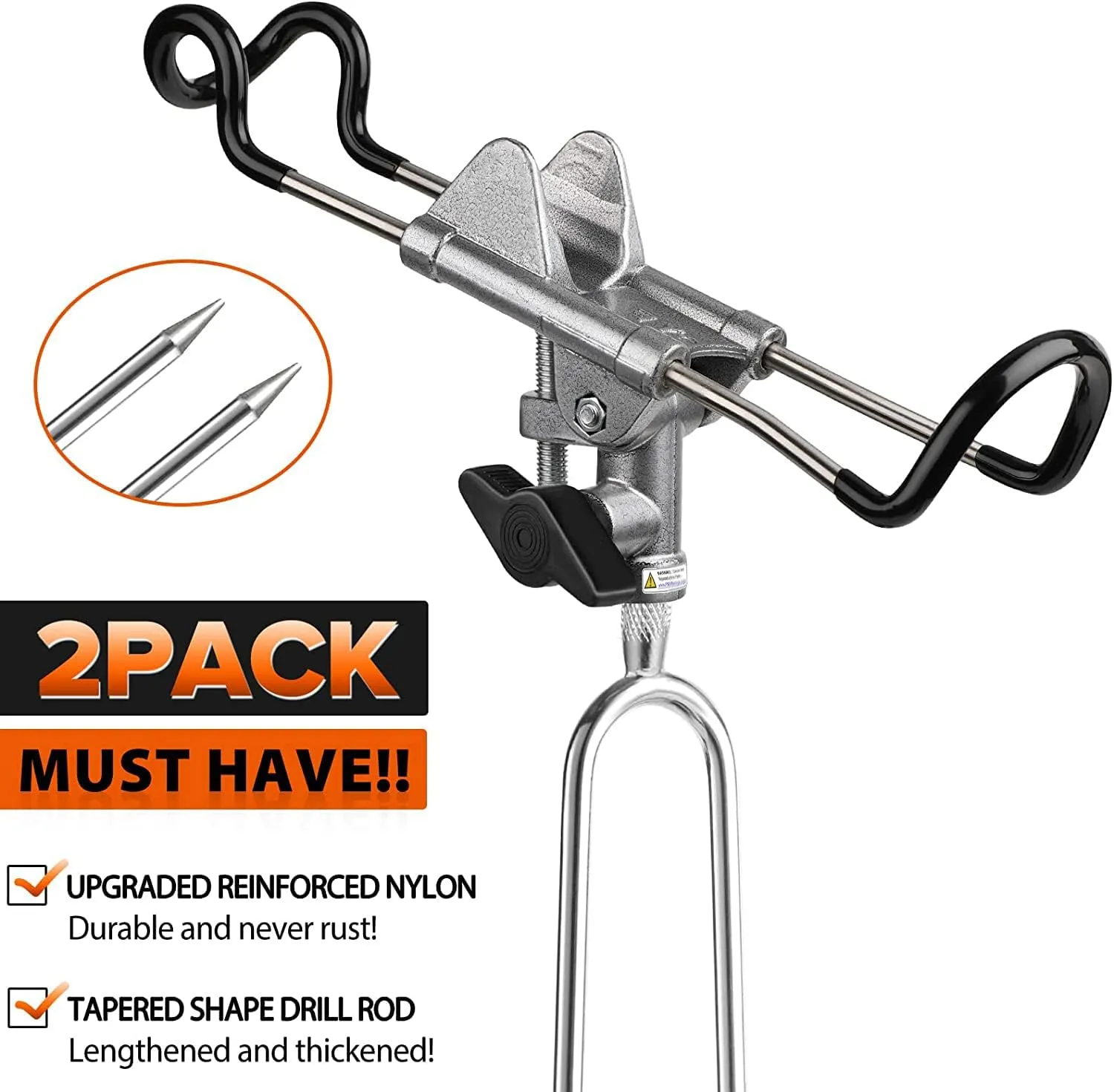 PLUSINNO Fishing Rod Holders - Upgraded 360 Degree Adjustable Fishing Pole Stand Equipment for Bank, Beach, Gift for Men