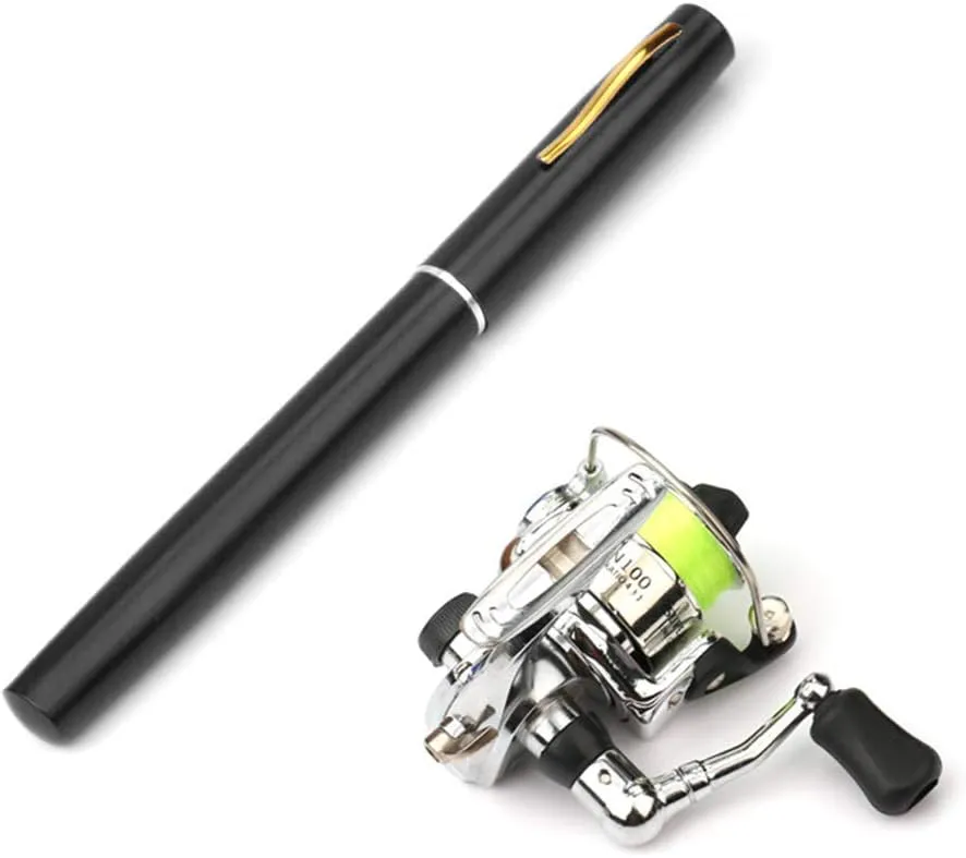 Pocket Collapsible Fishing Rod Reel Combo Mini Pen Fishing Pole Kit Telescopic Fishing Rod Fishing Reel Combo Kit