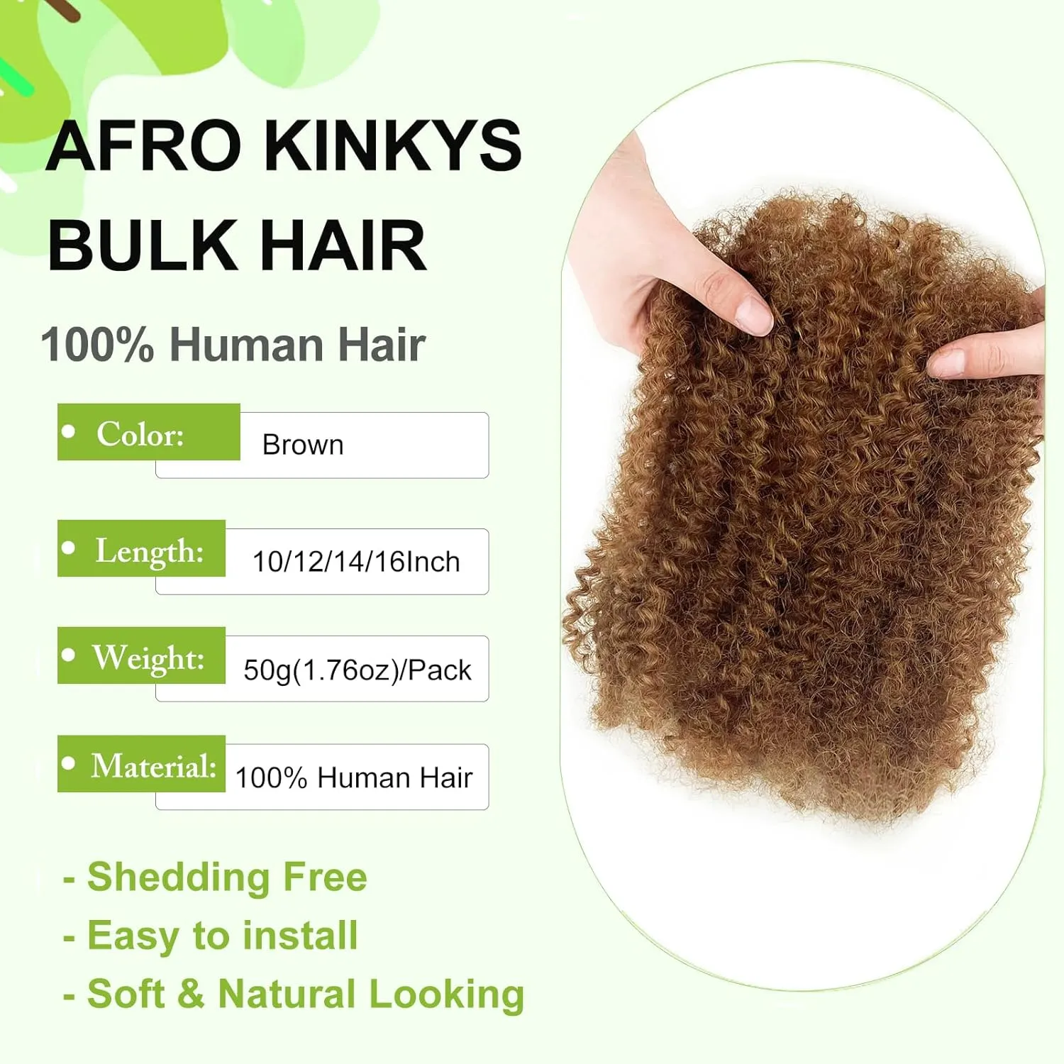 poetically Afro Kinkys Bulk Human Hair 10 Inch 50g/Bundle Brown Afro Kinky Bulk 100% Human Hair Loc Extensions Marley Twist Brainding Hair