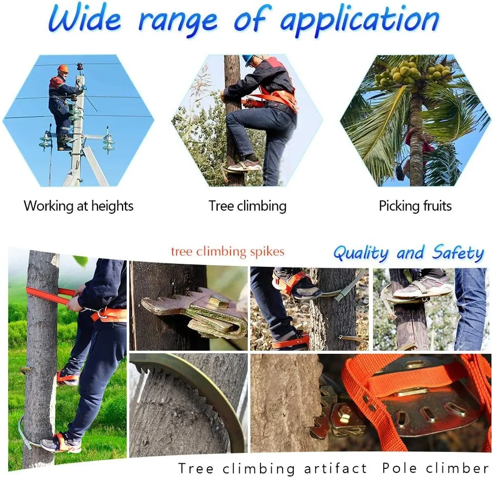 Pole Climbing Spikes, Adjustable Tree Climbing Tool, Professional Non-Slip Tree Climbing Spikes for Climbing Hunting Observation Picking Fruit,model-450model