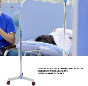 Pole Drip Stand with Wheel, Stainless Steel Bag Holder with 2/4 Hooks for Hospital Home Clinic,Height Adjustable Medical Infusion Stand,2 Hooks