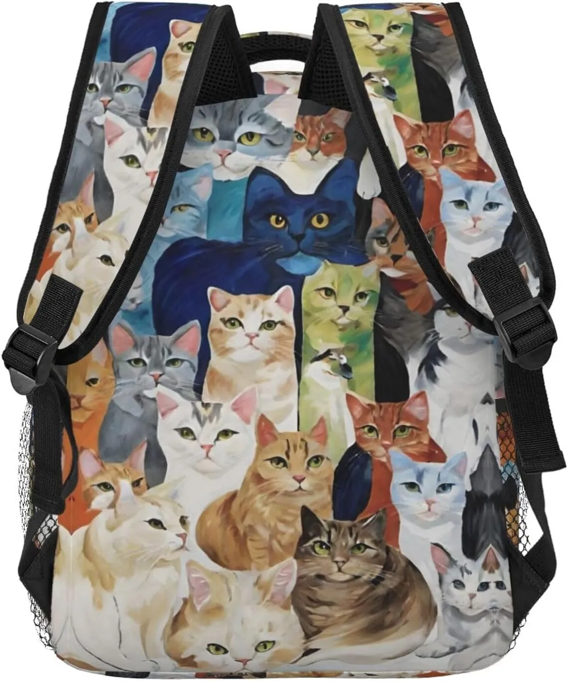 Polyester Daypack Backpack for Trekking Picnic Walking Cycling - Large Capacity Anti-Theft Multipurpose Shoulder Bag, Cats Animal Art Casual Daypack