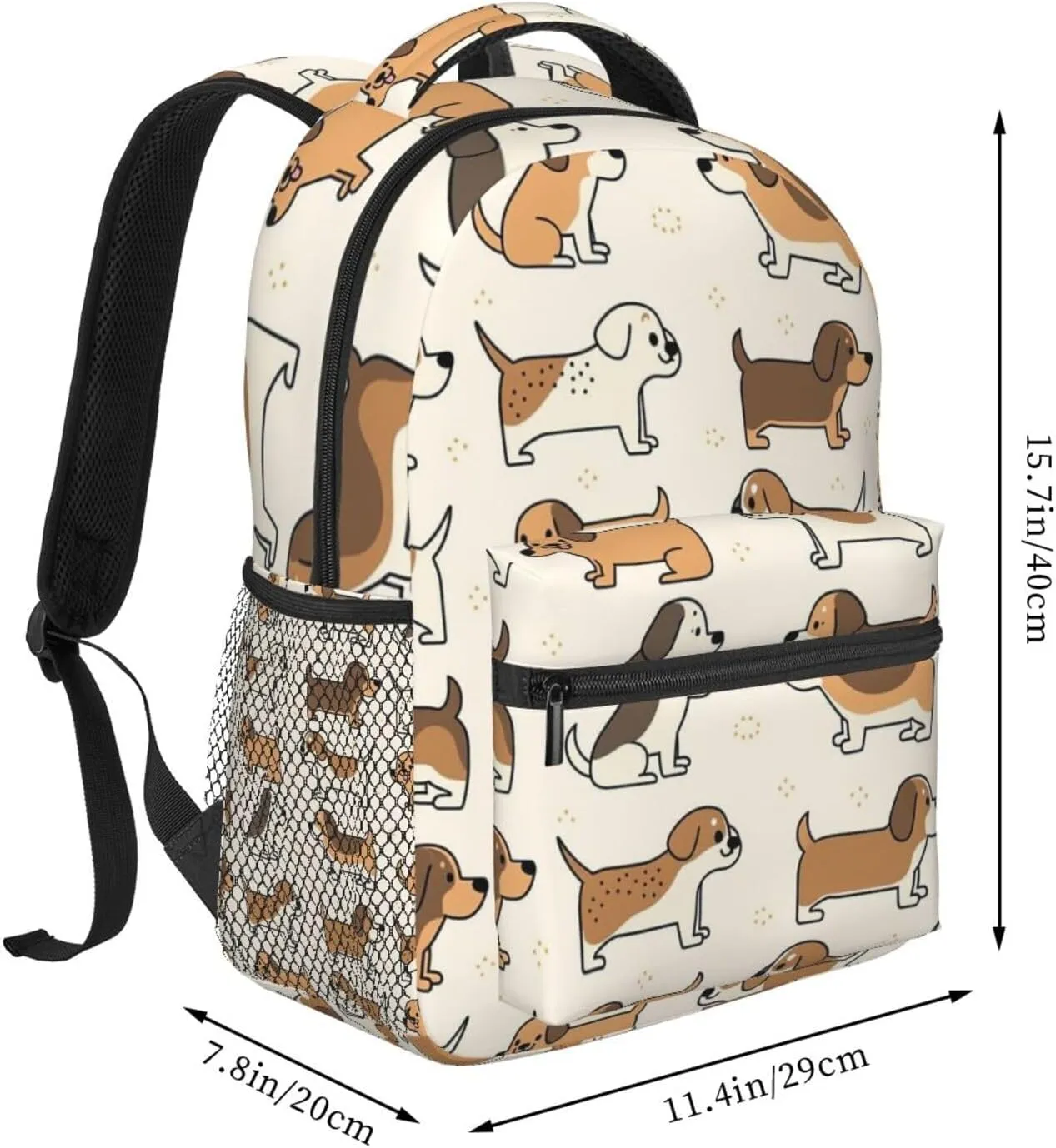 Polyester Daypack Backpack for Trekking Picnic Walking Cycling - Large Capacity Anti-Theft Multipurpose Shoulder Bag, Cute Funny Dogs Art Casual Daypack