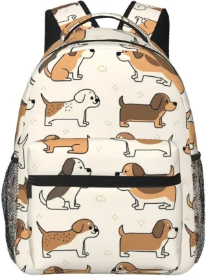 Polyester Daypack Backpack for Trekking Picnic Walking Cycling - Large Capacity Anti-Theft Multipurpose Shoulder Bag, Cute Funny Dogs Art Casual Daypack