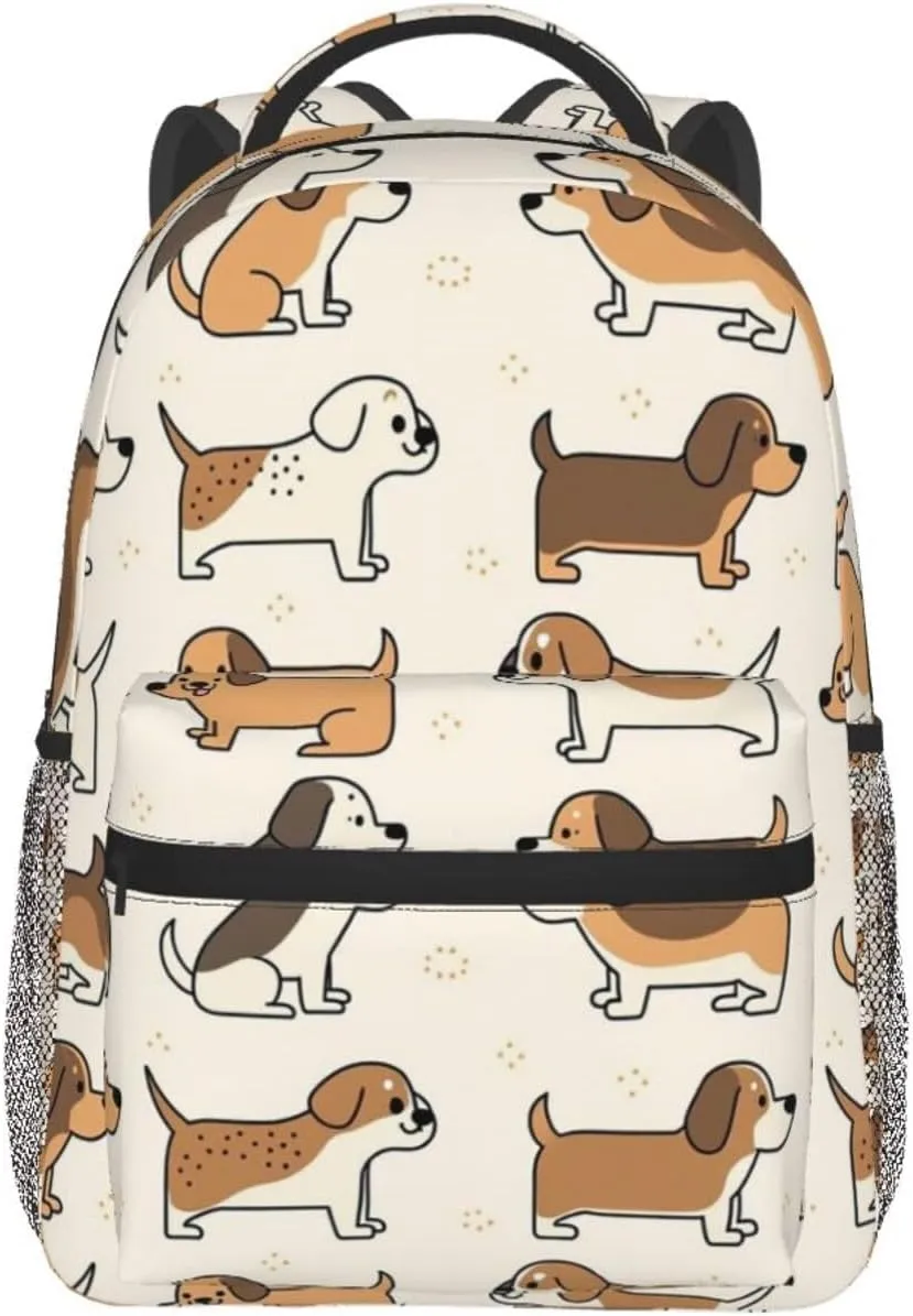Polyester Daypack Backpack for Trekking Picnic Walking Cycling - Large Capacity Anti-Theft Multipurpose Shoulder Bag, Cute Funny Dogs Art Casual Daypack