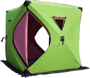 Portable 3-4 Person Ice Fishing Tent Insulated Ice Fishing Shelter Thermal Ice Fishing Shanty with Insulated Layer for Ice Fishing Winter Fishing