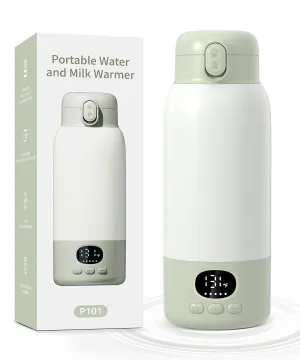 Portable Bottle Warmer for Travel,Milk Warmer for Baby Breastmilk with Fast Heating & Precise Temp Control, Bottle Warmer for Car, Outdoors, 17 Ounces Large Capacity,Green
