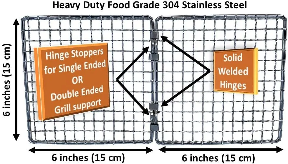 Portable Bushcraft Stainless BBQ Cooking Grill Grate, Bamboo Cutting Board, Burlap Bag, Mini Knife, Fire Starter Kits. Camping, Campfires, Backpacking, Hunting & Fishing Gear
