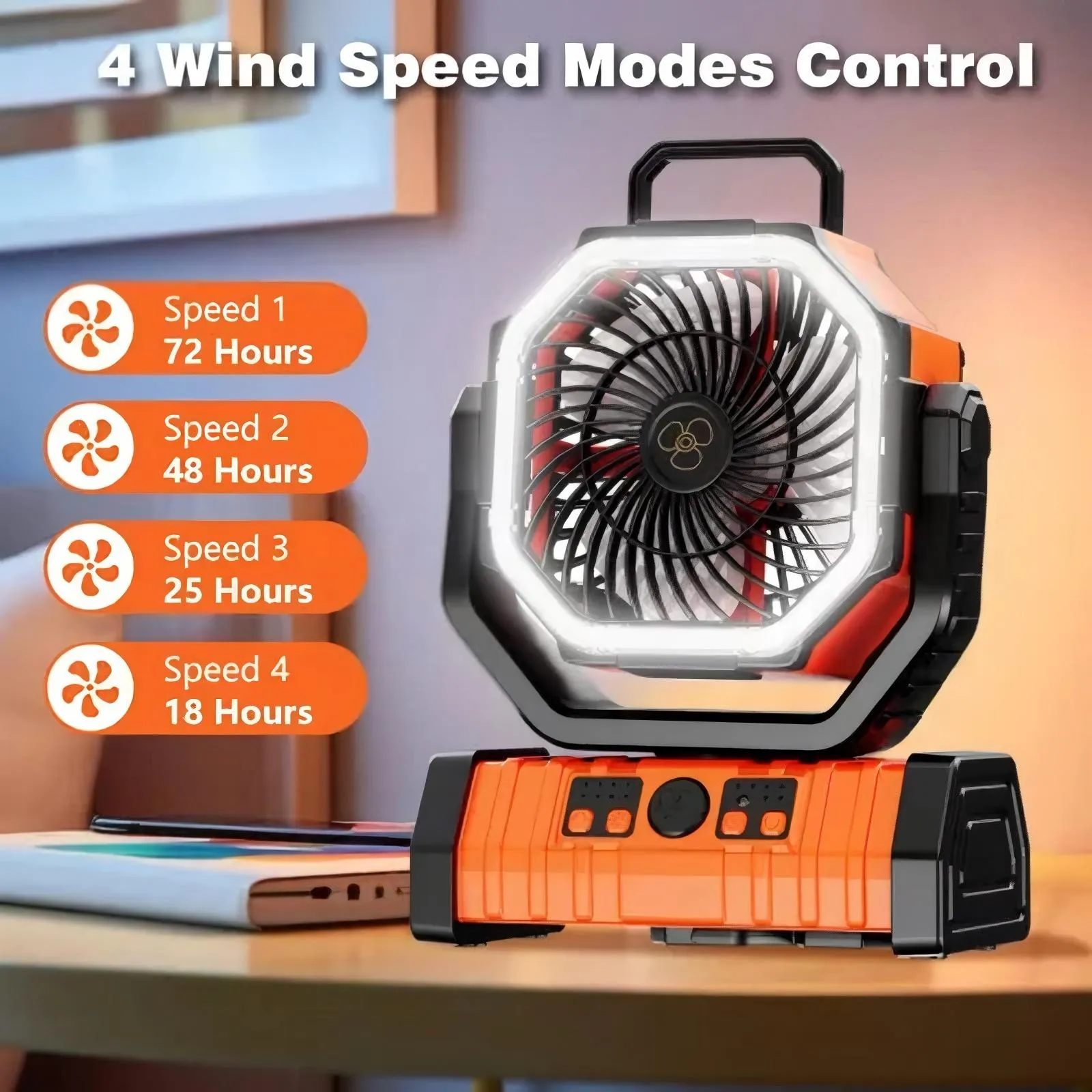 Portable Camping Fan with LED Lantern Light 20000mAh