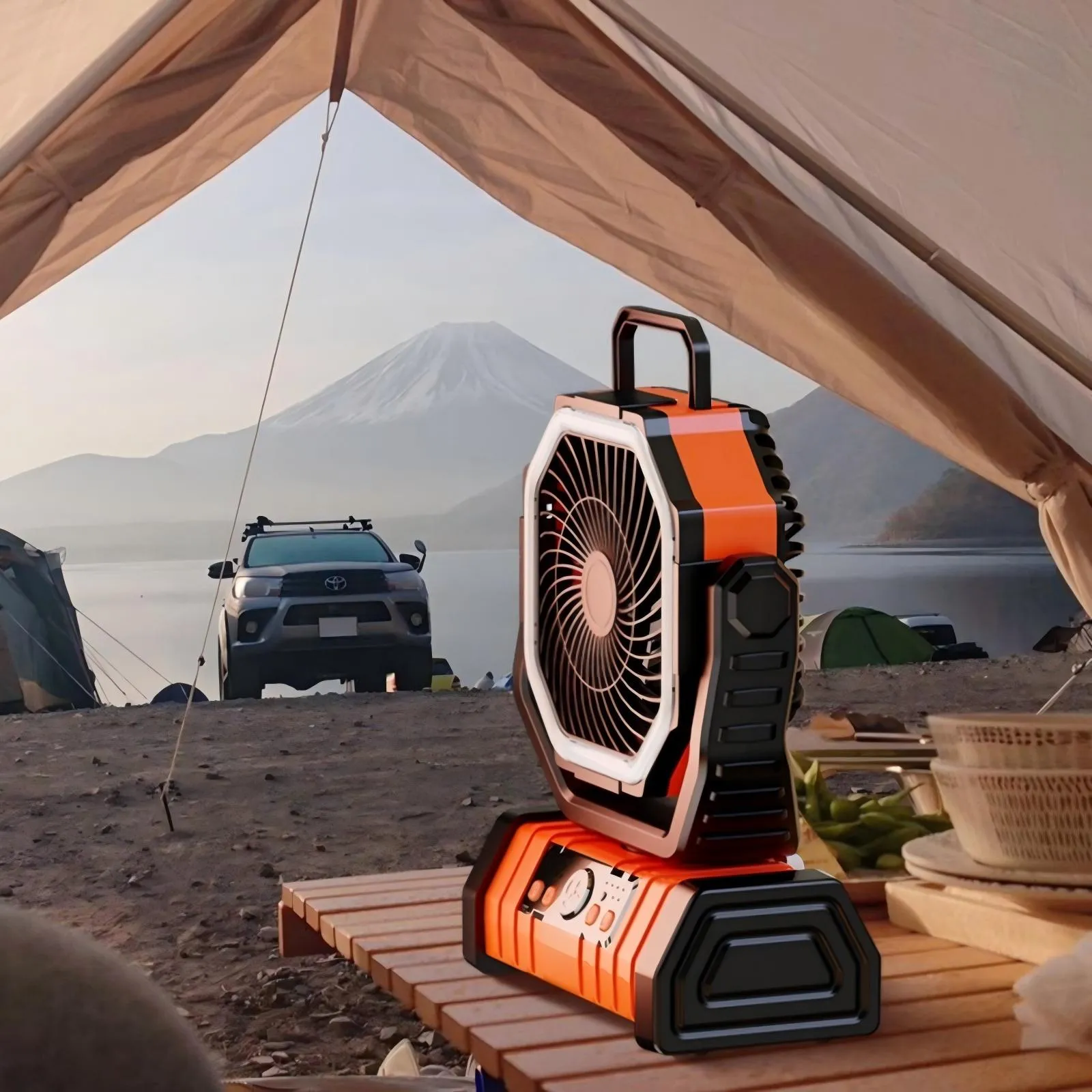 Portable Camping Fan with LED Lantern Light 20000mAh
