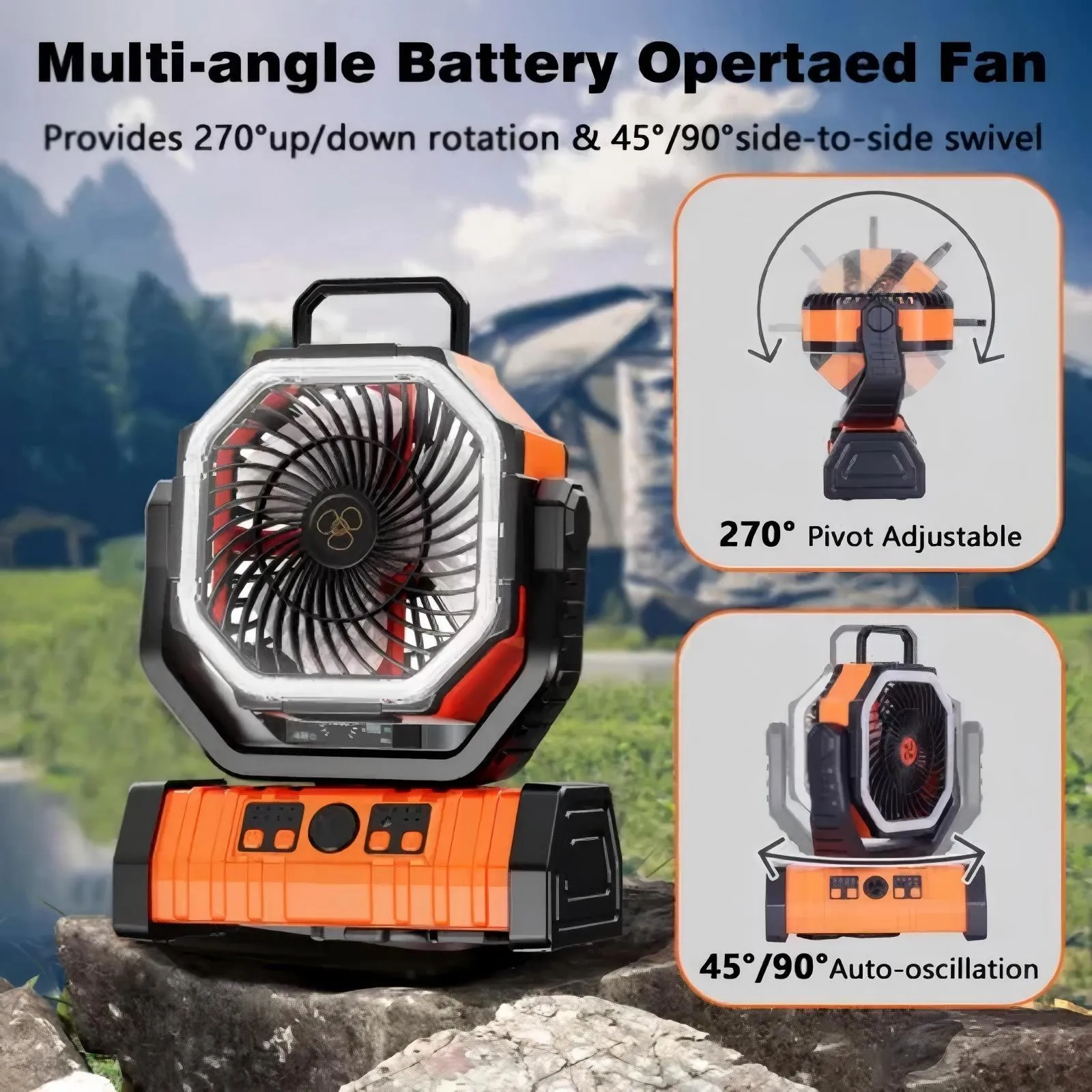 Portable Camping Fan with LED Lantern Light 20000mAh