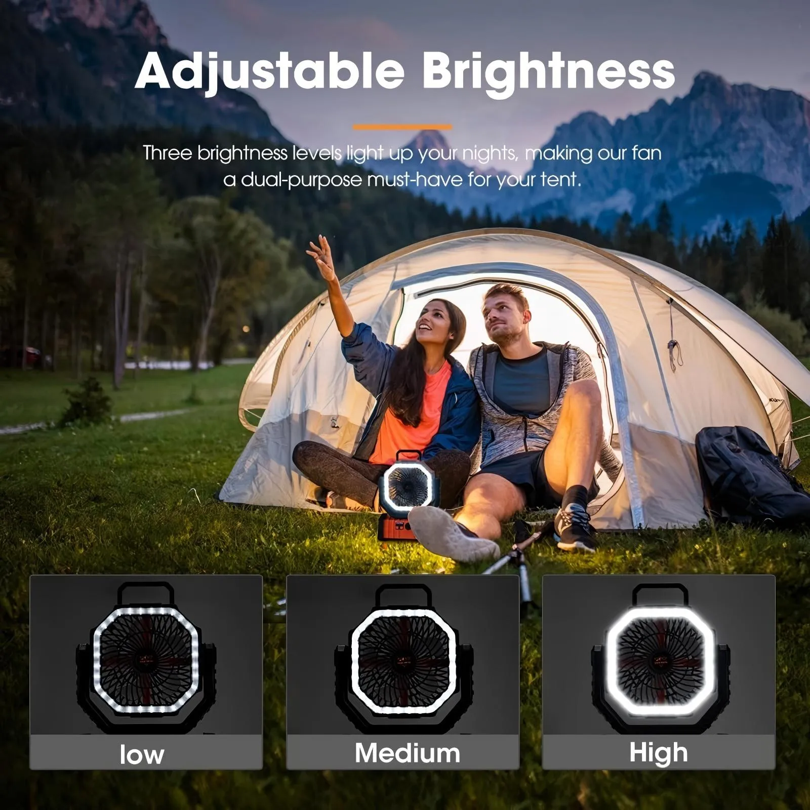 Portable Camping Fan with LED Lantern Light 20000mAh