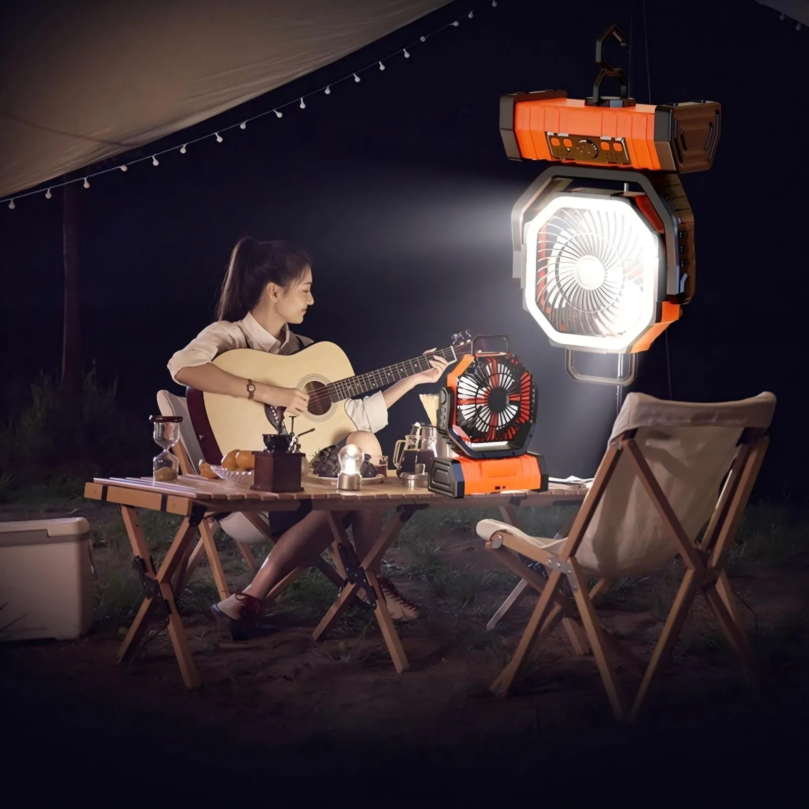 Portable Camping Fan with LED Lantern Light 20000mAh