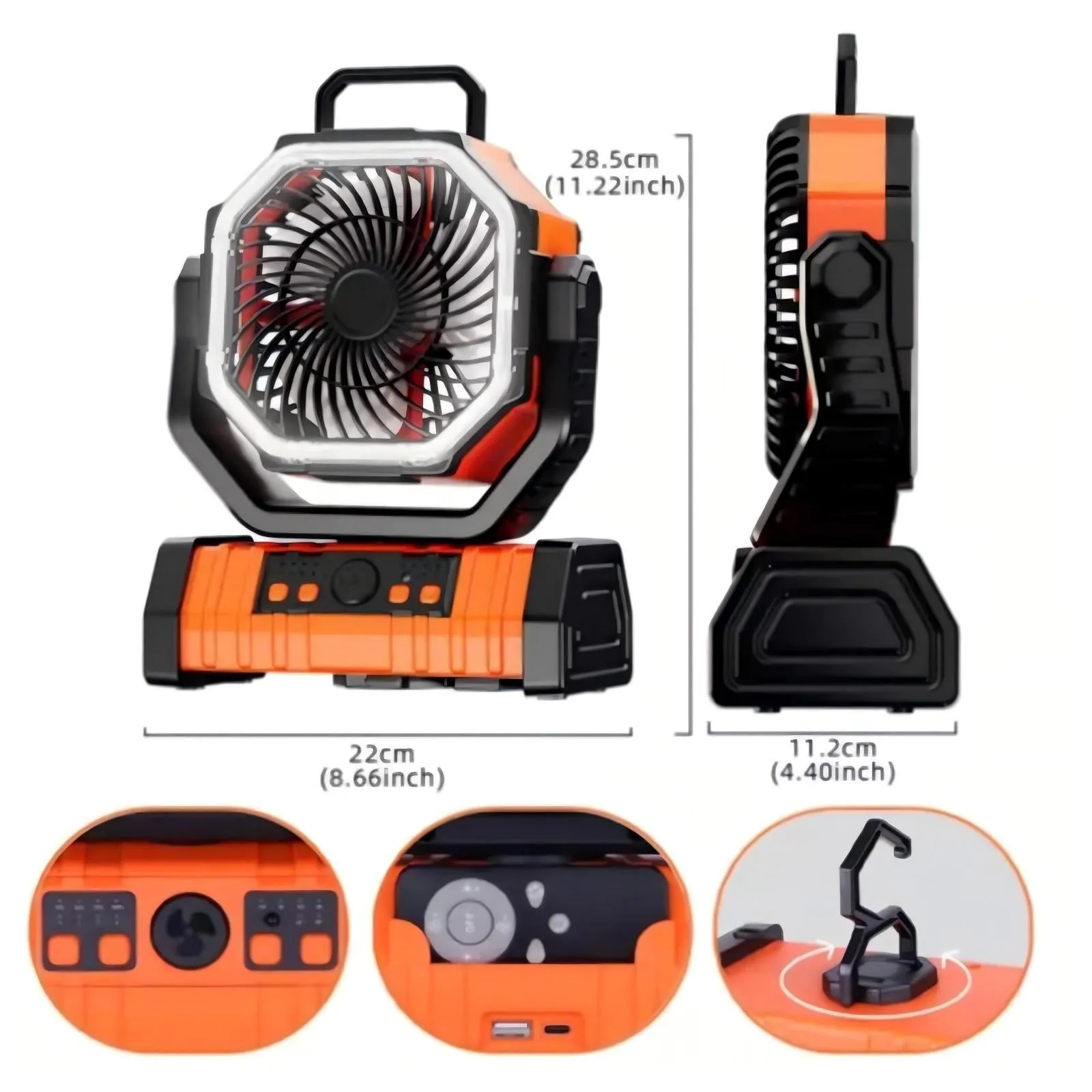 Portable Camping Fan with LED Lantern Light 20000mAh