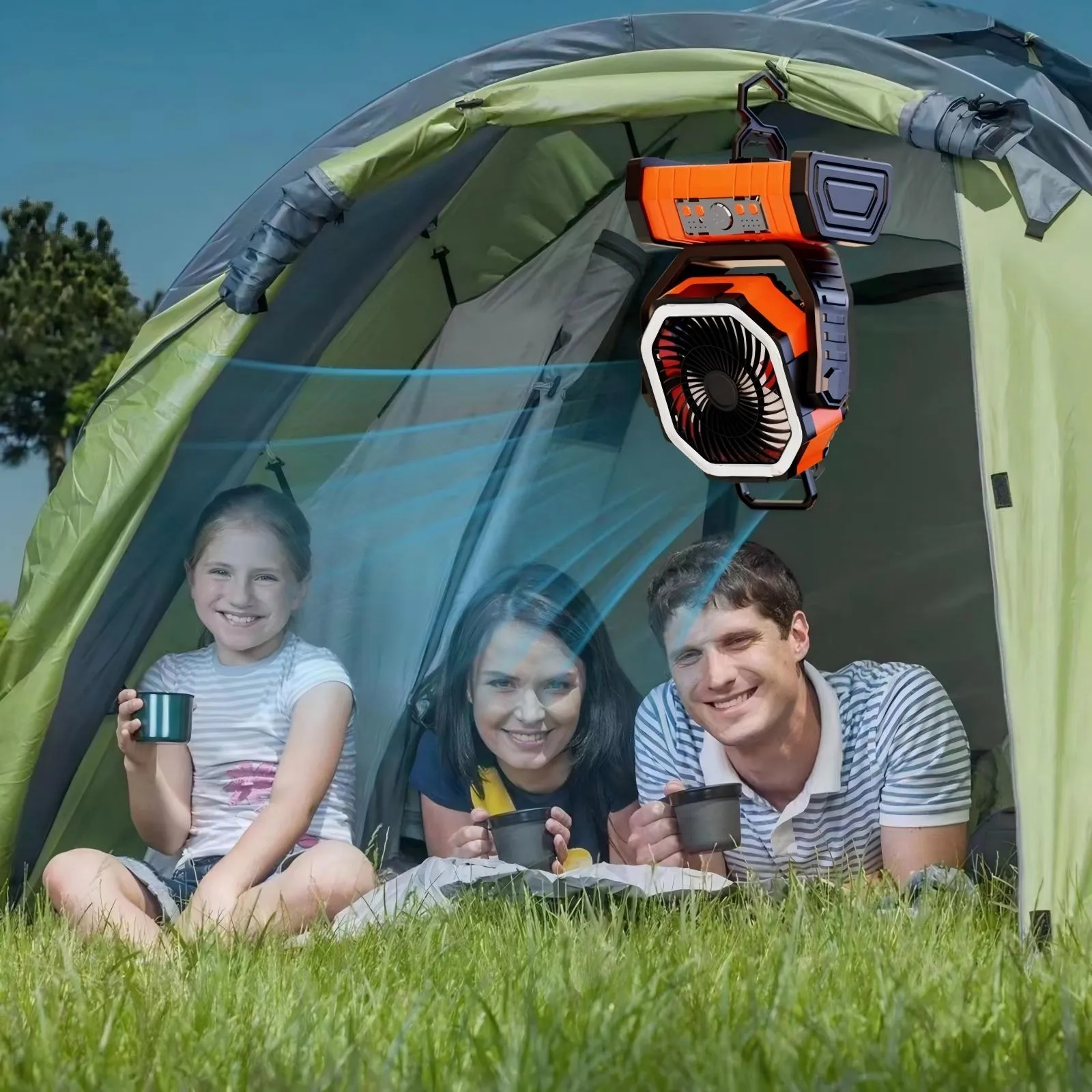 Portable Camping Fan with LED Lantern Light 20000mAh