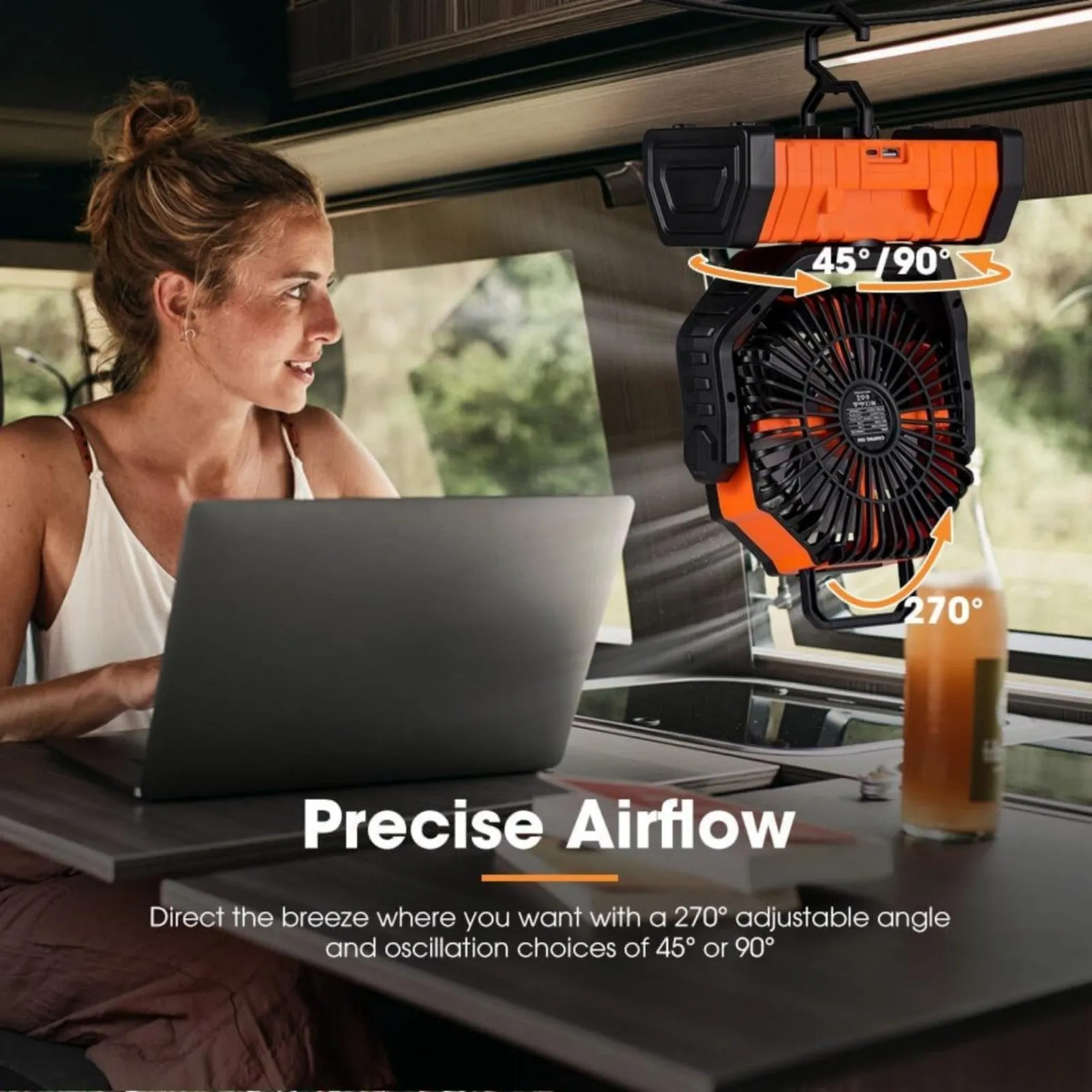 Portable Camping Fan with LED Lantern Light 20000mAh