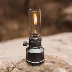 Portable Camping Gas Lamp, Gas Coreless Candle Lamp Camping Flat Gas Straight Candle Lamp with 15-20g Refillable Gas Canister (Empty), Butane/Propane Gas Camping Lights Outdoor Emergency Essential
