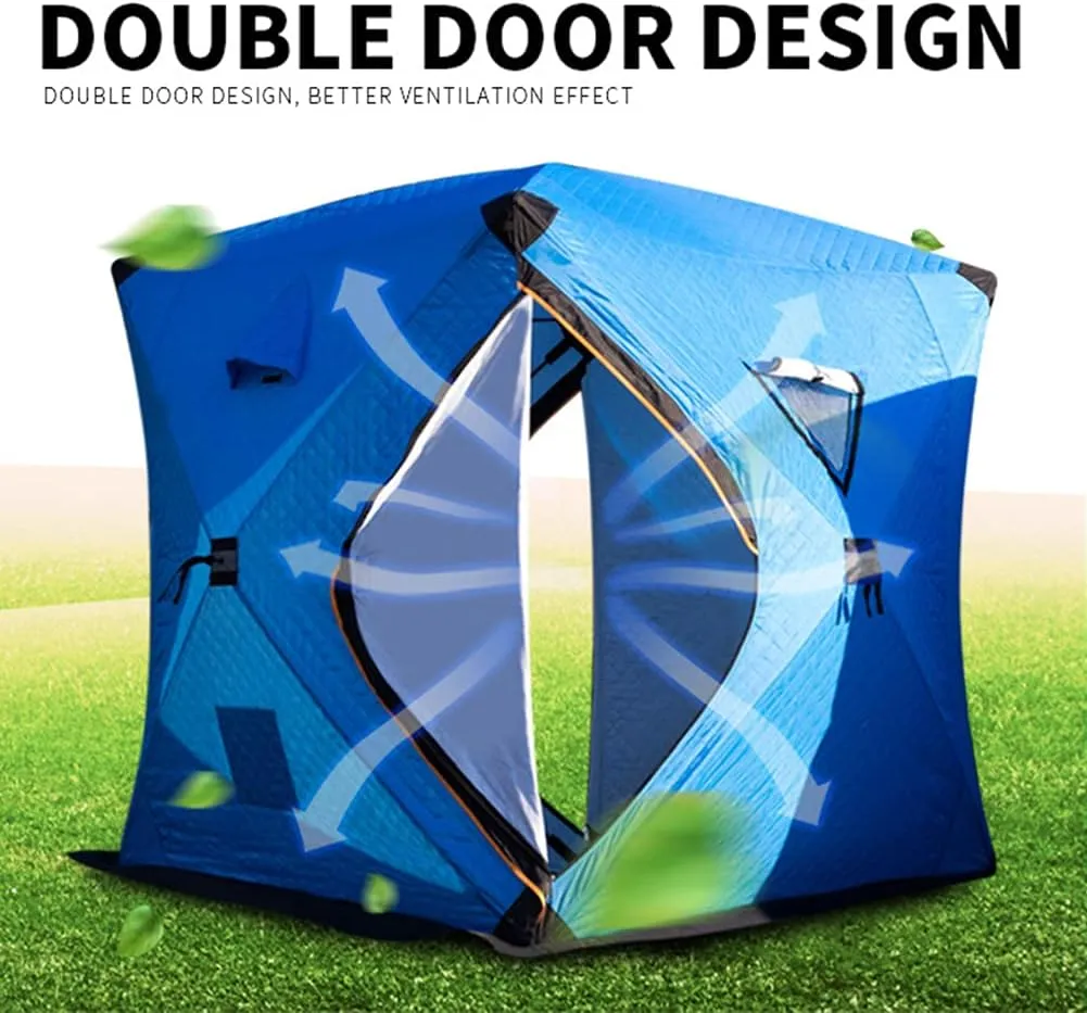 Portable Ice Fishing Shelter 3-4 People Quick-Open Winter Camping Tent Waterproof Windproof Outdoor Cotton Warm Ice Fishing Tent