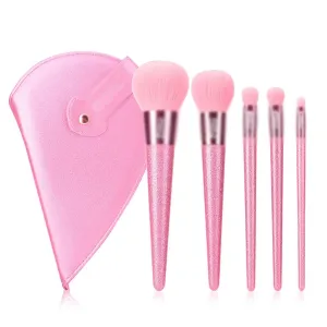 Powder Brush Makeup Bag Portable Brush Set of 5 Makeup Brushes