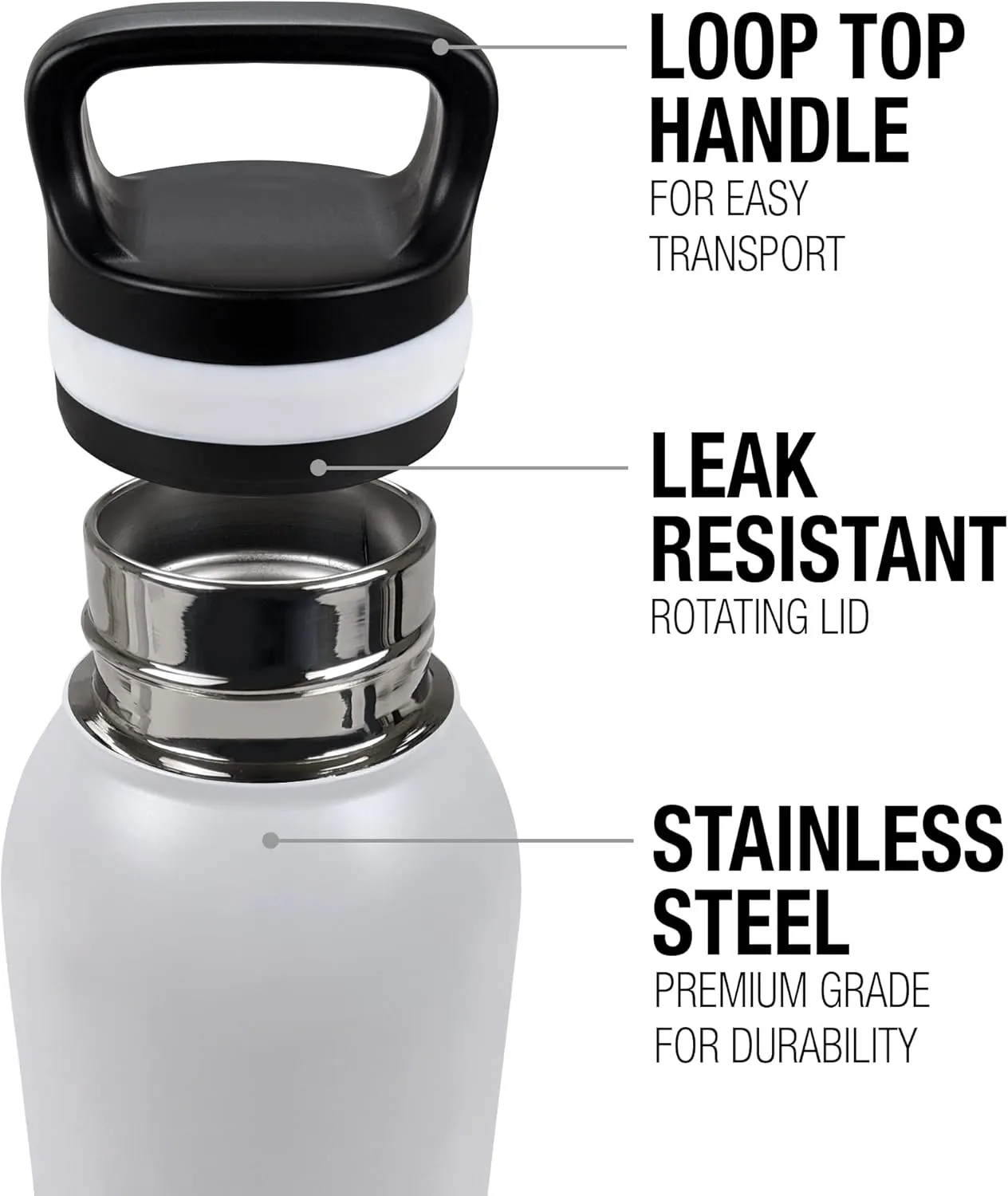 Power Rangers: Dino Fury OFFICIAL Black Ranger Character 24 oz Insulated Canteen Water Bottle, Leak Resistant, Vacuum Insulated Stainless Steel with Loop Cap