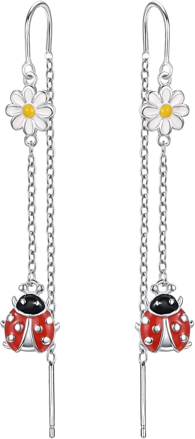 PRAYMOS 925 Sterling Silver Animal Earrings Cat/Turtle/Dog Earrings Novelty Fun Dangle Earrings Animal Gifts for Women