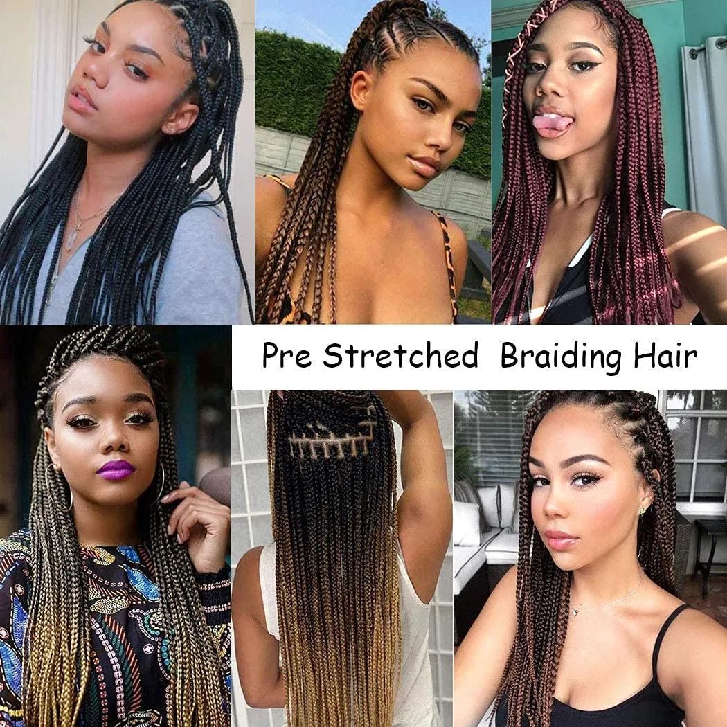 Pre Stretched Braiding Hair 8 Pack 22 Inch Hot Water Setting Professional Soft Yaki Texture Synthetic Hair Extensions (22 Inch, 99J)