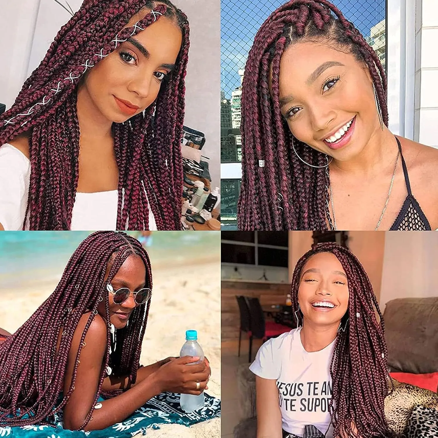 Pre Stretched Braiding Hair 8 Pack 22 Inch Hot Water Setting Professional Soft Yaki Texture Synthetic Hair Extensions (22 Inch, 99J)