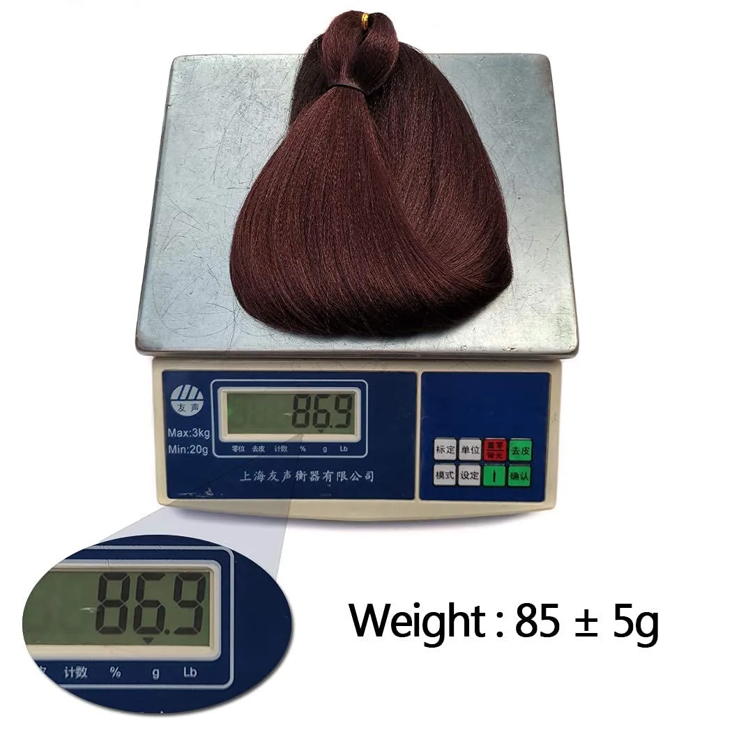 Pre Stretched Braiding Hair 8 Pack 22 Inch Hot Water Setting Professional Soft Yaki Texture Synthetic Hair Extensions (22 Inch, 99J)