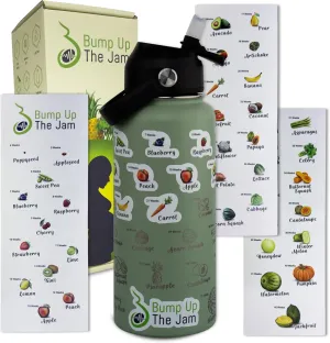 Pregnancy Water Bottle Tracker - 32 ounce Stainless Steel - Includes Weekly Pregnancy Tracker Stickers (Pale Mint)