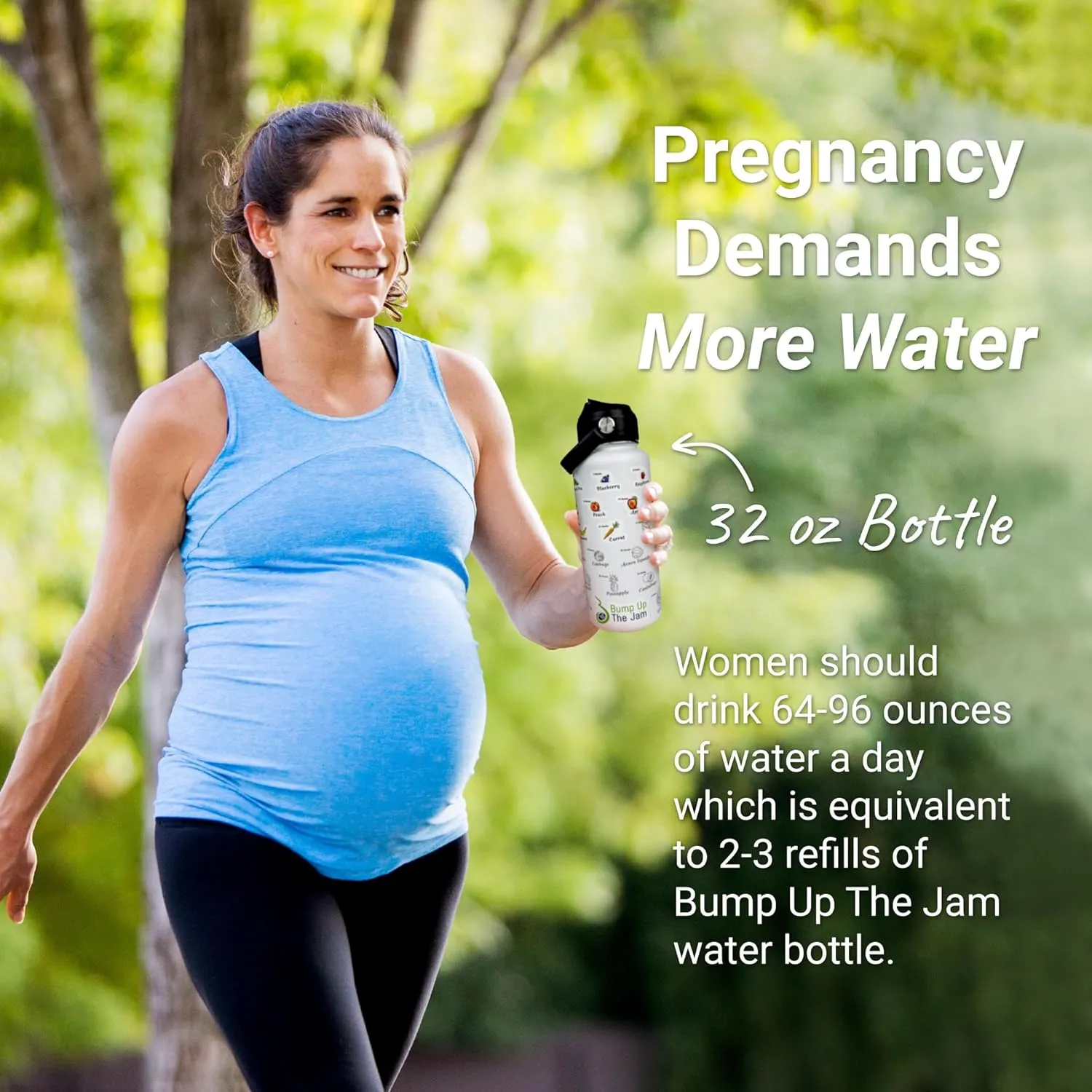 Pregnancy Water Bottle Tracker - 32 ounce Stainless Steel - Includes Weekly Pregnancy Tracker Stickers (Pale Mint)