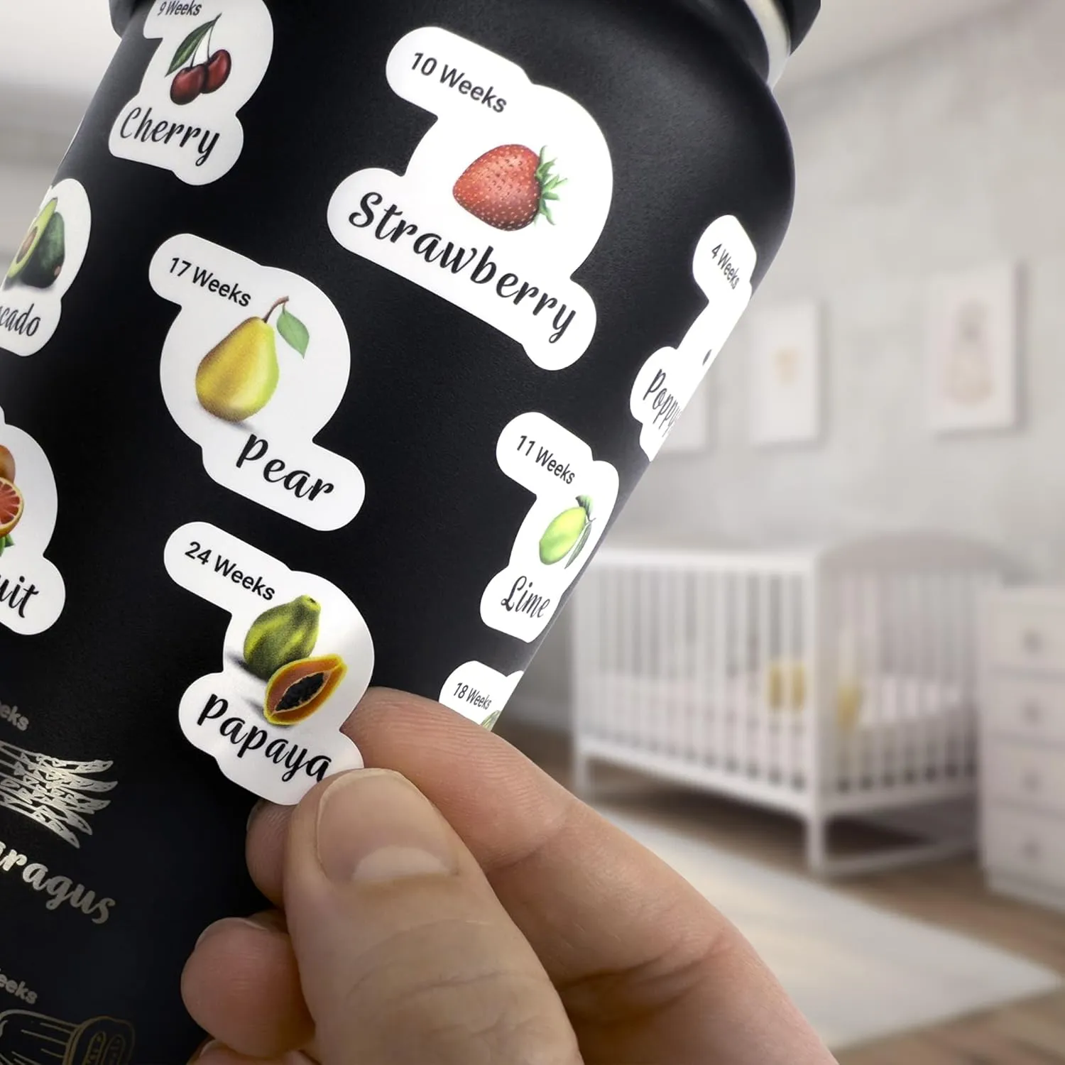Pregnancy Water Bottle Tracker - 32 ounce Stainless Steel - Includes Weekly Pregnancy Tracker Stickers (Pale Mint)