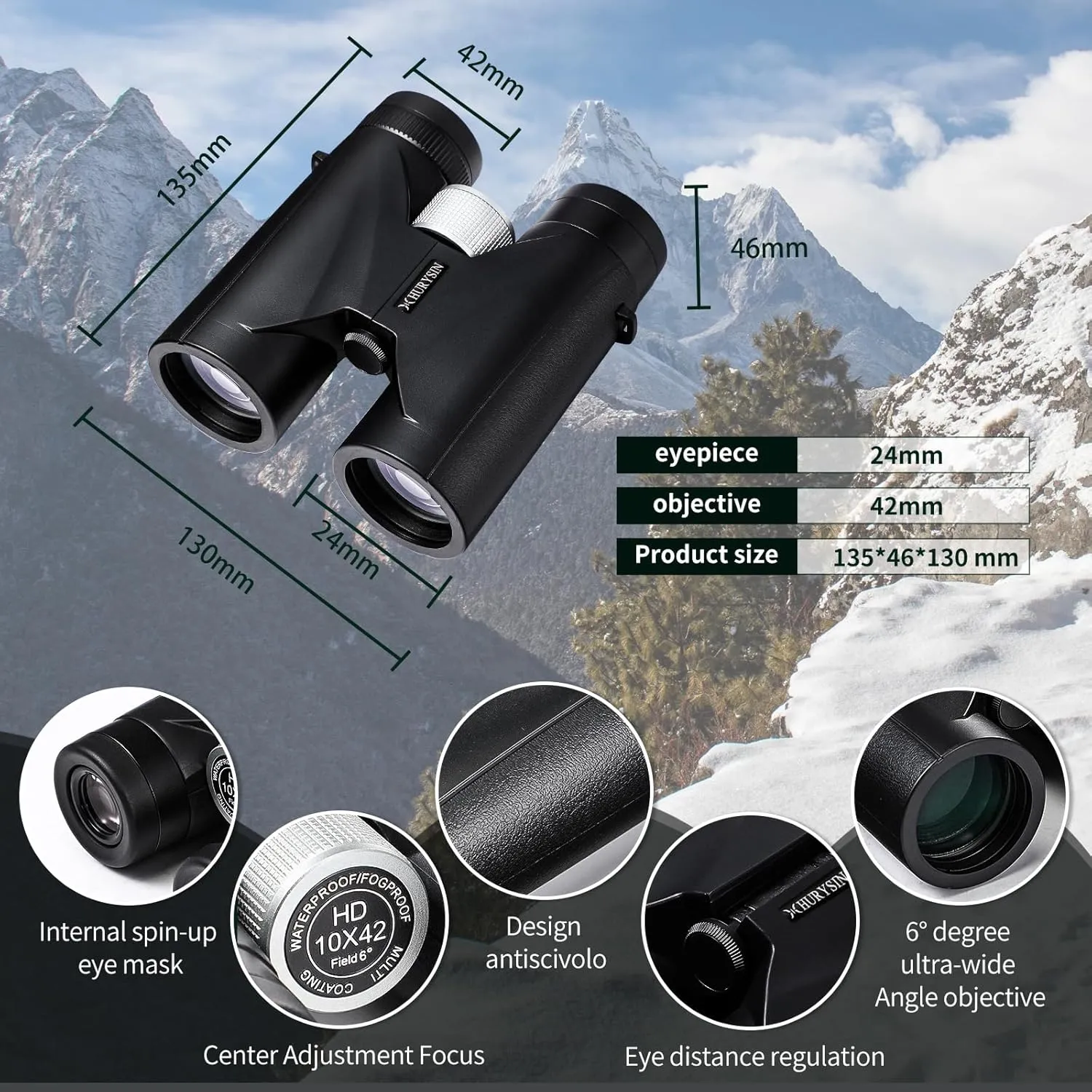 Professional HD 10x42 Binoculars for Adults – High-Powered with Ultra-Clear HD Optics, Nitrogen-Filled and Waterproof – Perfect for Hunting, Birdwatching, and Outdoor Adventures