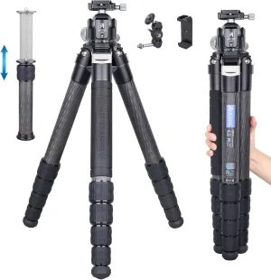 Professional Heavy Duty Carbon Fiber Tripod CS901C with 52mm Ball Low Profile Tripod Head Detachable Monopod Compact Lightweight Travel Camera Stand for DSLR Digital Camcorder Max Load 88.2lbs/40kg