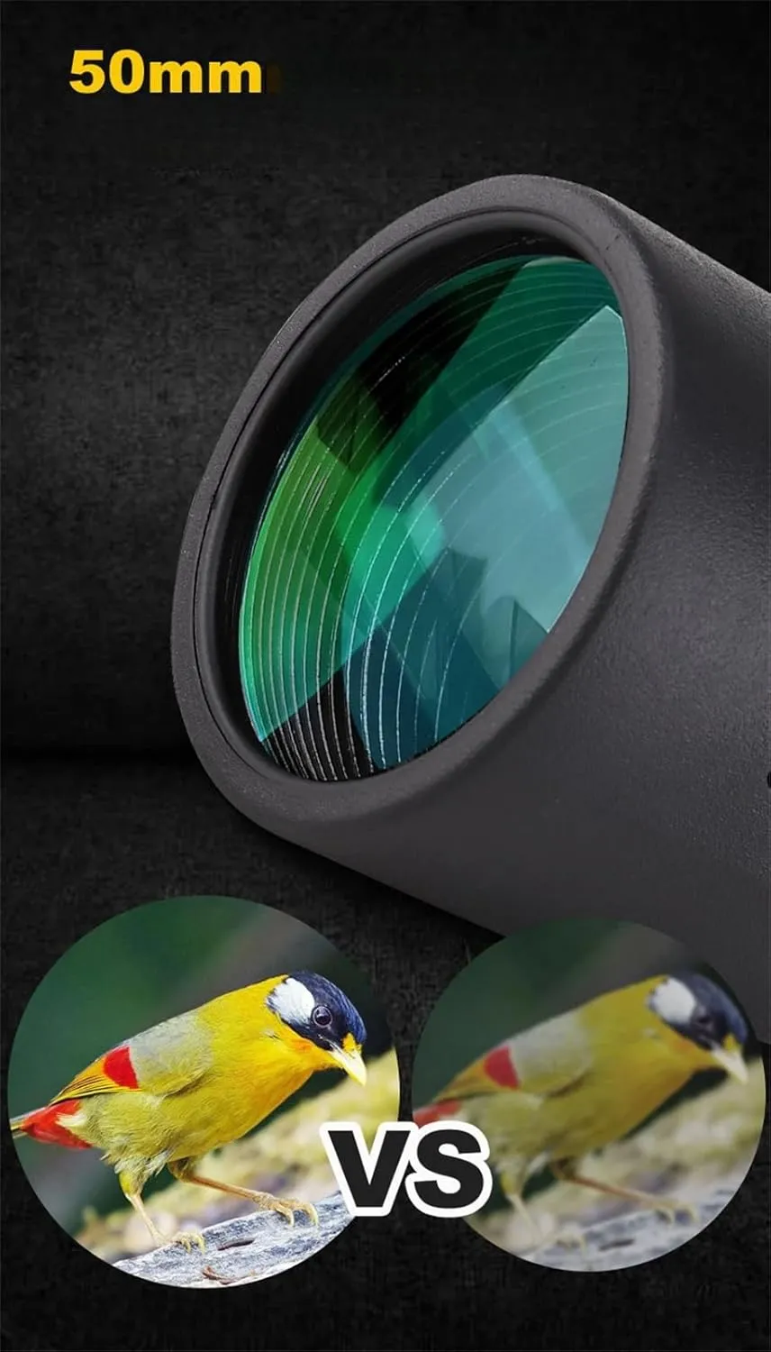Professional Monocular Powerful Night Vision Telescope Long Range Spotting Scope Camping Hunting Fishing for Watching Bird Binoculars,Black