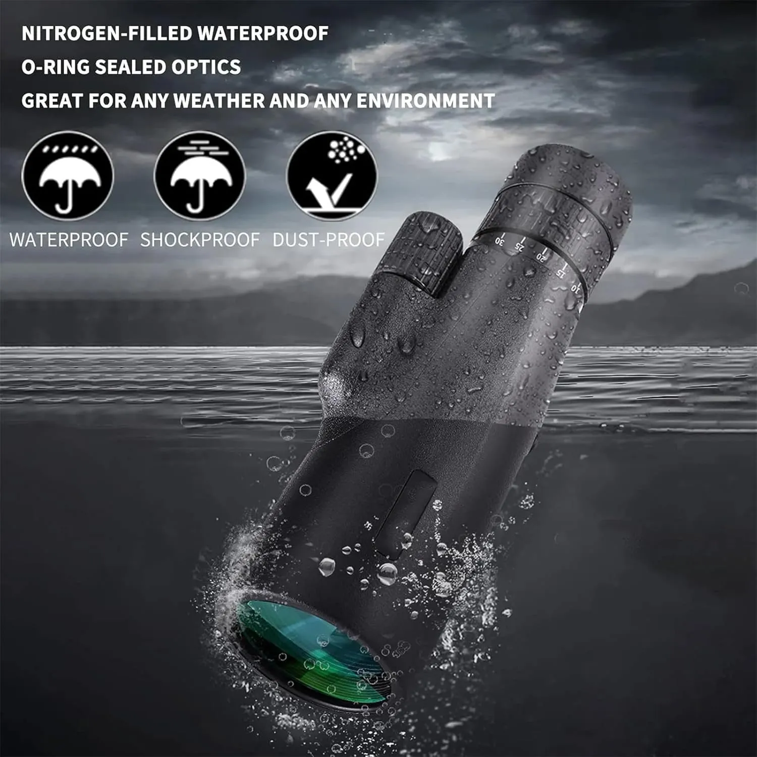 Professional Monocular Powerful Night Vision Telescope Long Range Spotting Scope Camping Hunting Fishing for Watching Bird Binoculars,Black