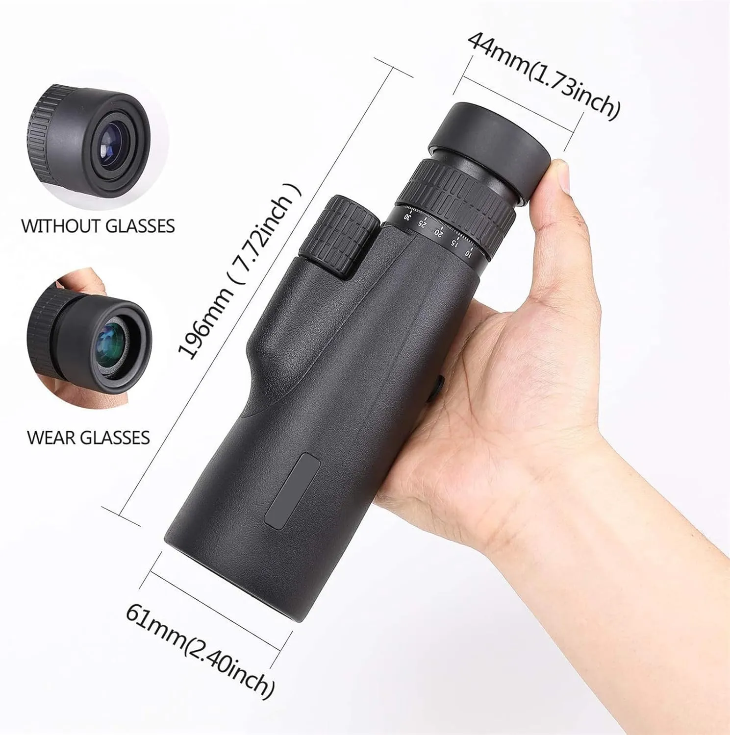 Professional Monocular Powerful Night Vision Telescope Long Range Spotting Scope Camping Hunting Fishing for Watching Bird Binoculars,Black