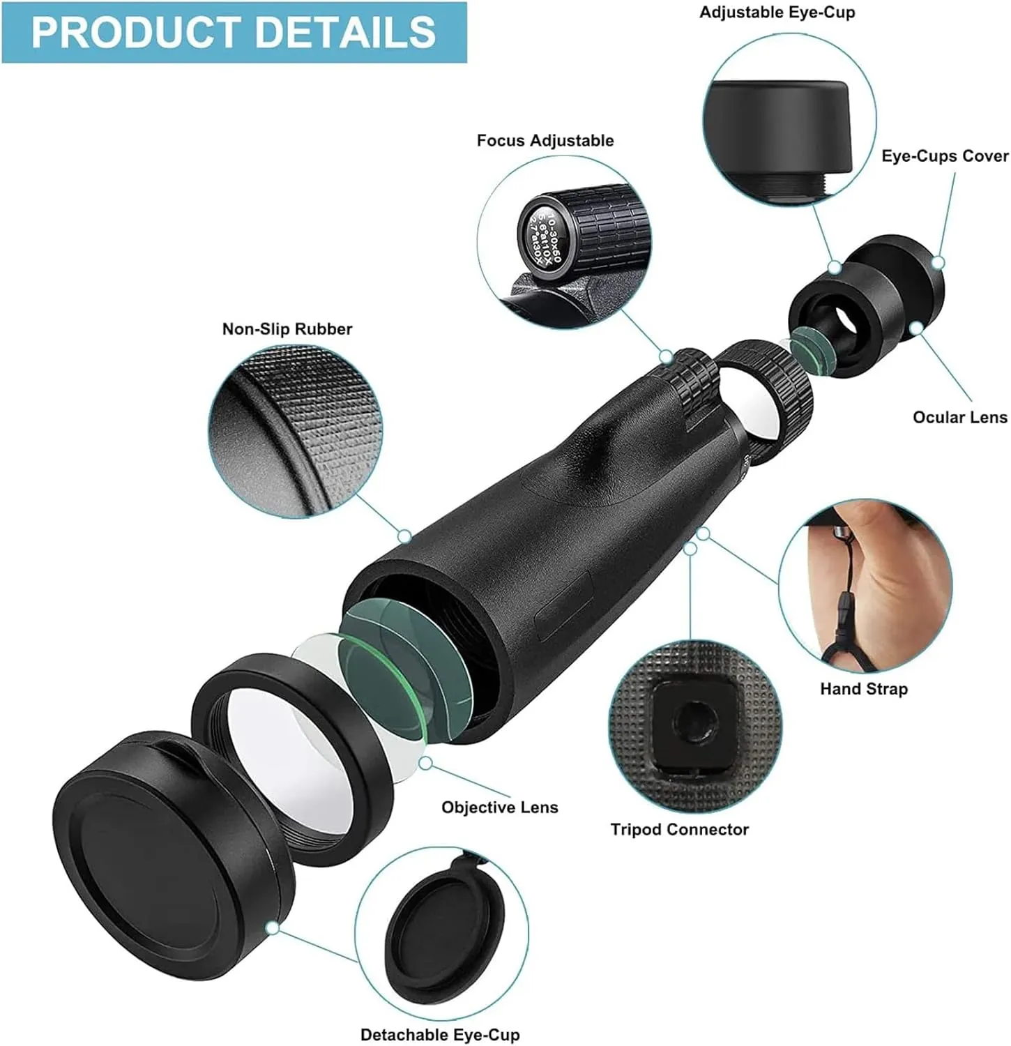Professional Monocular Powerful Night Vision Telescope Long Range Spotting Scope Camping Hunting Fishing for Watching Bird Binoculars,Black
