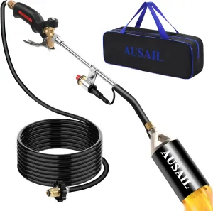 Propane Torch Weed Burner,Heavy Duty Blow Torch with Storage Bag,High Output 1,800,000 BTU,Flamethrower with Turbo Trigger Push Button Igniter and 10 FT Hose for Roof Asphalt,Ice Snow,Road Marking
