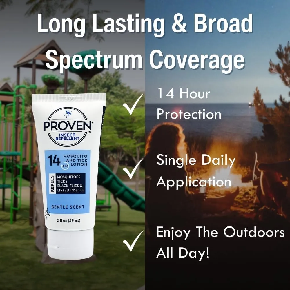 Proven Insect Repellent Lotion, Keep Mosquitoes, Ticks and Flies Off, DEET Alternative Repellent, Up to 14-Hour Protection, Great for Camping or Hiking, 2 Ounce, Gentle Scent Lotion, 2 Pack