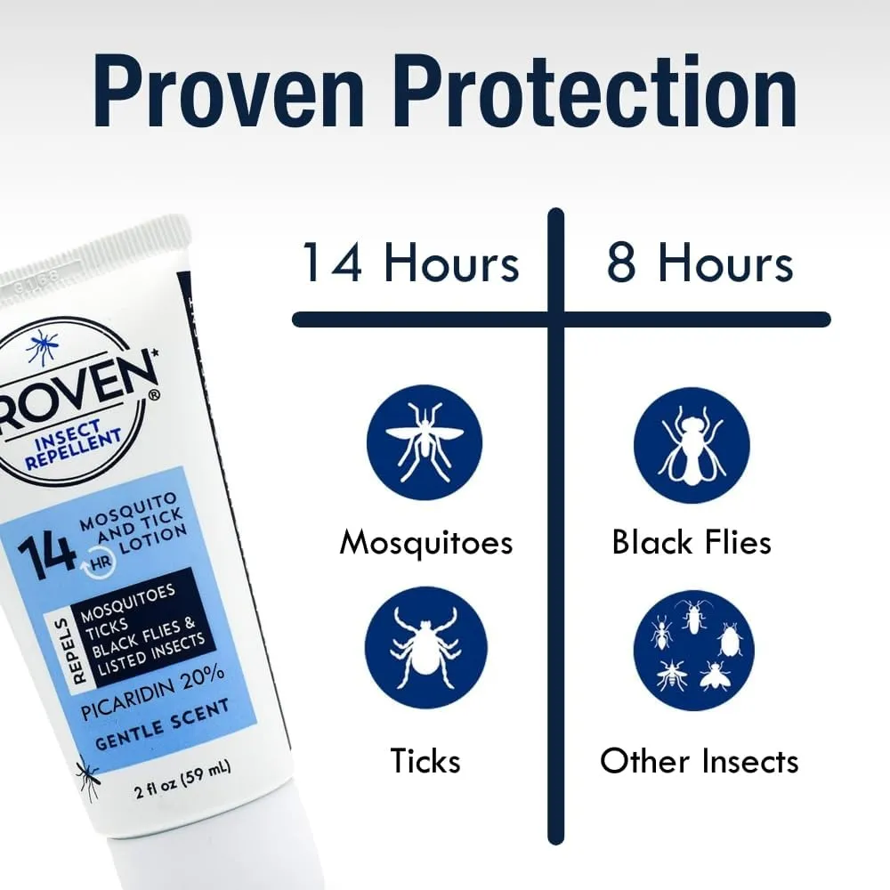 Proven Insect Repellent Lotion, Keep Mosquitoes, Ticks and Flies Off, DEET Alternative Repellent, Up to 14-Hour Protection, Great for Camping or Hiking, 2 Ounce, Gentle Scent Lotion, 2 Pack