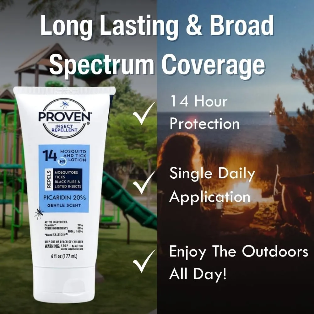 Proven Insect Repellent Lotion, Keep Mosquitoes, Ticks and Flies Off, DEET Alternative Repellent, Up to 14-Hour Protection, Great for Camping or Hiking, 6 Ounce, Gentle Scent Lotion
